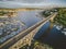 Stylized Aerial View of Seattle Bridge on Sunny Summer Day