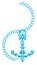 Stylized anchor with chain in blue isolated