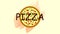 Stylized, animated image of pizza on a beige background