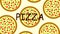 Stylized animated pizza and text
