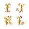 Stylized autumn leaf tree alphabet - letters I-L