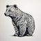 Stylized Bear Illustration With Detailed Realism - Hand Drawn Art