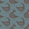 Stylized bird seamless vector pattern background. Mix of folk art and ancient Greece style birds teal grey brown