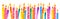 Stylized birthday candles in a row. Hand drawn cartoon watercolor sketch illustration