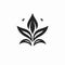 Stylized Black Flower Symbol - Monochromatic Botanical Icon
