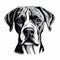 Stylized Black And White Boxer Dog Illustration