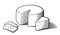 Stylized black and white vector illustration of cheese