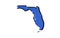 Stylized blue sketch map of Florida