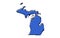 Stylized blue sketch map of Michigan