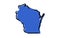 Stylized blue sketch map of Wisconsin