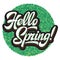 Stylized calligraphic inscription Hello Spring on the background