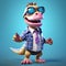 Stylized Cartoon Edmontosaurus: Playful 3d Game Character With Casual Outfit