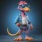 Stylized Cartoon Troodon: 3d Game Character With Casual Outfit