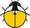 Stylized cartoon yellow ladybird on white background