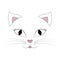 stylized cat face black line on white background, vector illustration, pink elements, decor element for childrens things