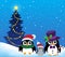 Stylized Christmas penguins theme 2