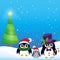 Stylized Christmas penguins theme 3