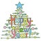 Stylized christmas tree with happy new year lettering