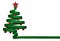 Stylized Christmas tree made from green ribbon with red shiny star and Christmas balls on white background