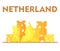 Stylized city under slices of cheese, as one of the characteristics of the Netherlands.