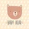 Stylized colored hand drawn Illustration of cute bear head with baby bear quote. design for kids print clothing textile