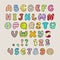 Stylized colorful alphabet and numbers in vector