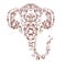 Stylized colorful elephant portrait art on white background. Vector