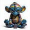 stylized colorful monkey robot meditating vinyl toy, AI Generative