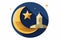 A stylized crescent moon and star, iconic symbols of Islam