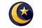 A stylized crescent moon and star, iconic symbols of Islam