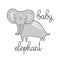 Stylized cute baby elephant isolated vector illustration. Nice template for baby shower, child album and scrapbook. hand