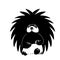 Stylized cute shaggy panda bear sketch closeup. Also good for tattoo. Editable vector monochrome image with high details isolated