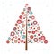 Stylized design Christmas tree with xmas toys