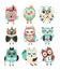 Stylized Design Owls Emoji Stickers Set Of Cartoon Childish Vector Characters With Funky Elements