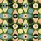 Stylized Eyes seamless pattern design with a vintage feel for printing on paper, fabric, wood and plastic. Bauhaus-style playful
