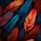 Stylized Finch Feathers Wallpaper With Dark Teal And Bronze Tones