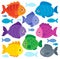 Stylized fishes theme set 1