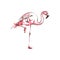 Stylized flamingo painted by hand in ink