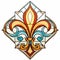 Stylized Fleur De Lis Stained Glass Design: Venetian School Artistry