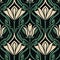 Stylized floral art nouveau wallpaper on dark background