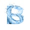 Stylized font, text made of water splashes, capital letter b, is