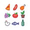 Stylized food icons