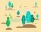 Stylized forest, vector illustration of flat design.