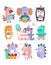 Stylized Funky Animals Birthday Celebration Sticker Set