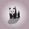 Stylized Giant panda full body drawing. Simple panda bear icon or logo design. Black and white vector illustration