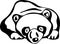 Stylized Giant panda full body drawing. Simple panda bear icon or logo design. Black and white vector illustration