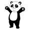 Stylized Giant panda full body drawing. Simple panda bear icon or logo design. Black and white vector illustration.