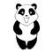 Stylized Giant panda full body drawing. Simple panda bear icon or logo design. Black and white vector illustration.