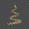 Stylized gold Christmas tree as symbol of Happy New Year holiday or Merry Christmas celebration. Bright golden design