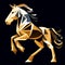 Stylized gold horse on a black background. Vector illustration. AI generated